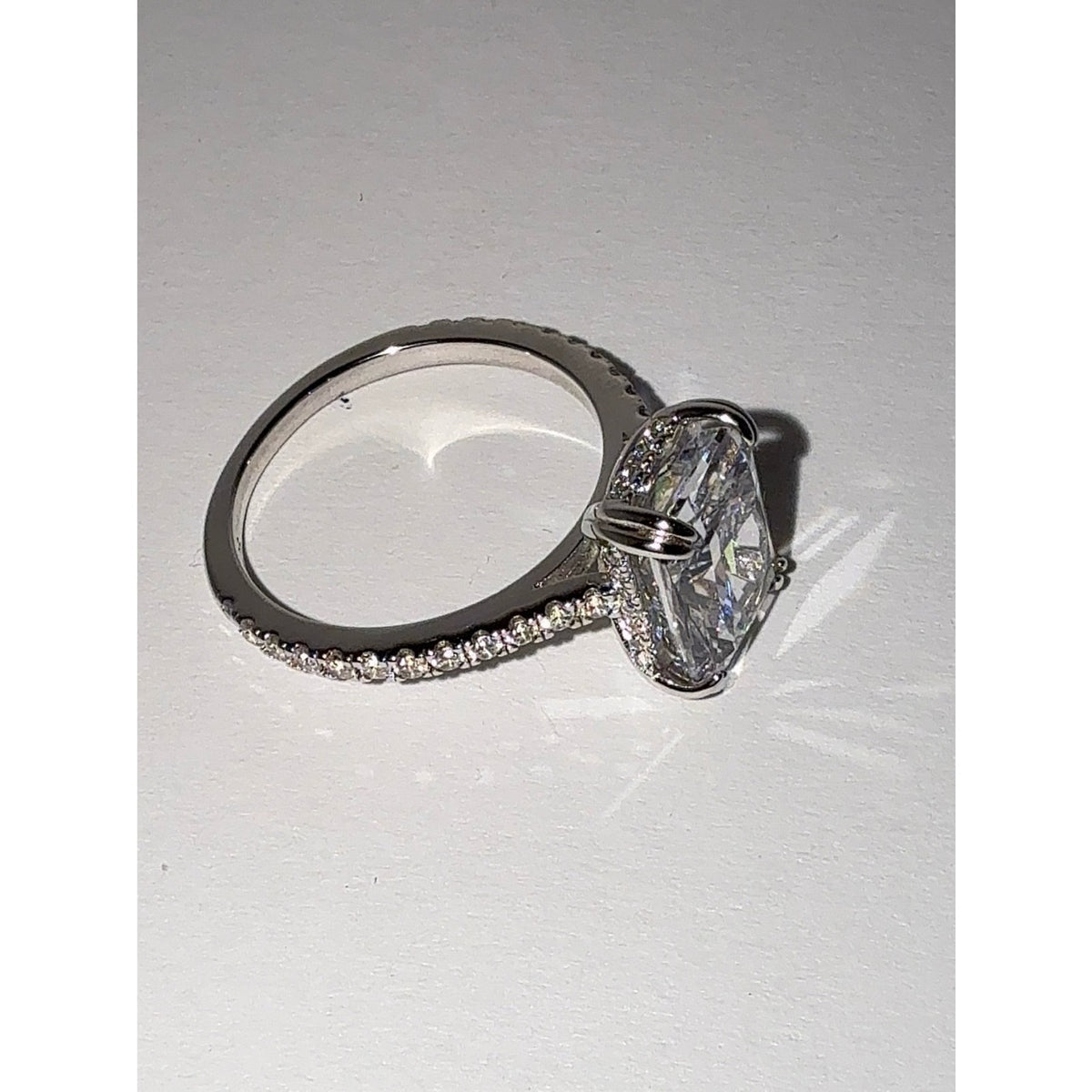 925 Sterling Silver 4.5CT Radiant Cut Cubic Zirconia Ring Sz 7.5