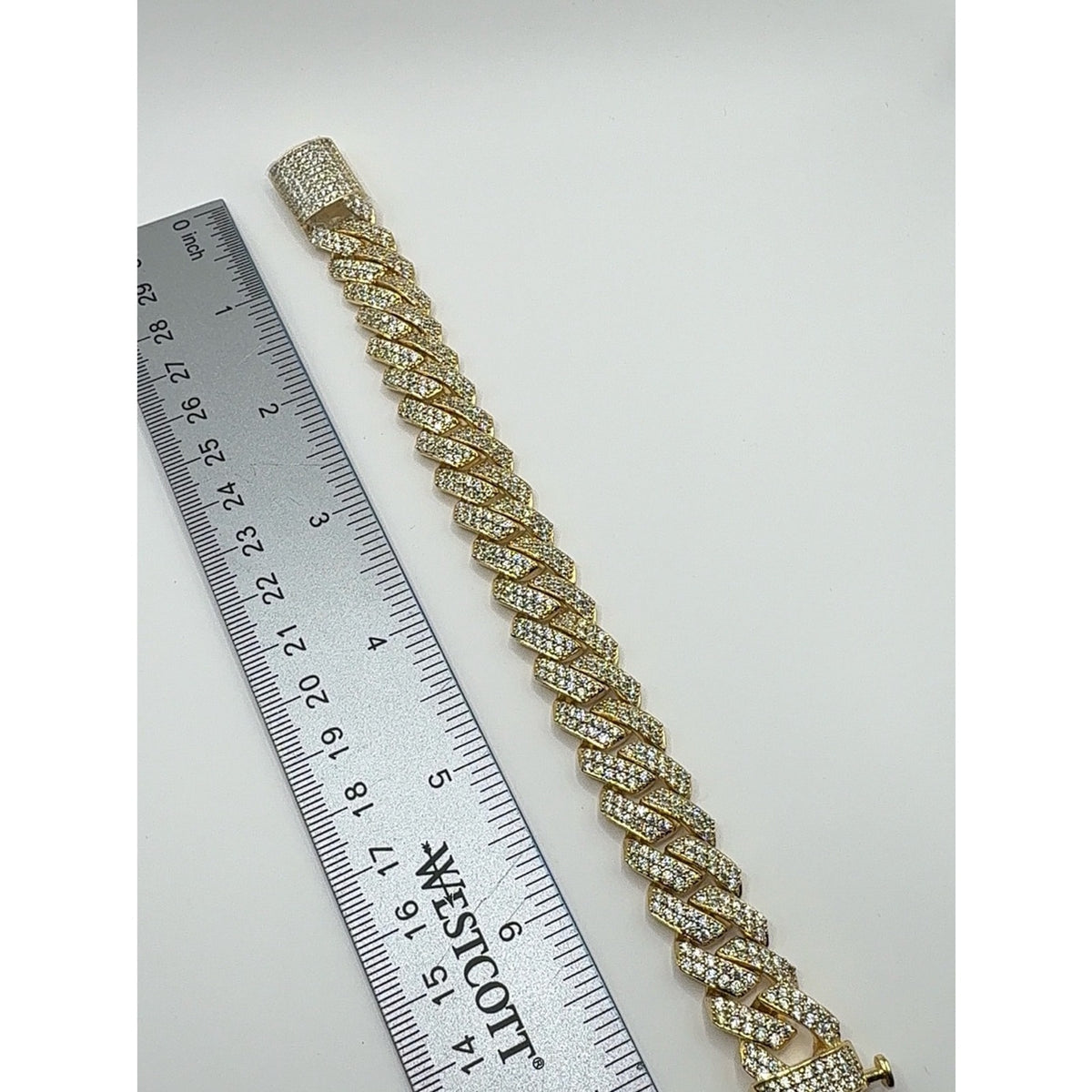 14K Gold Plated CZ Iced Out Curb Chain Bracelet
