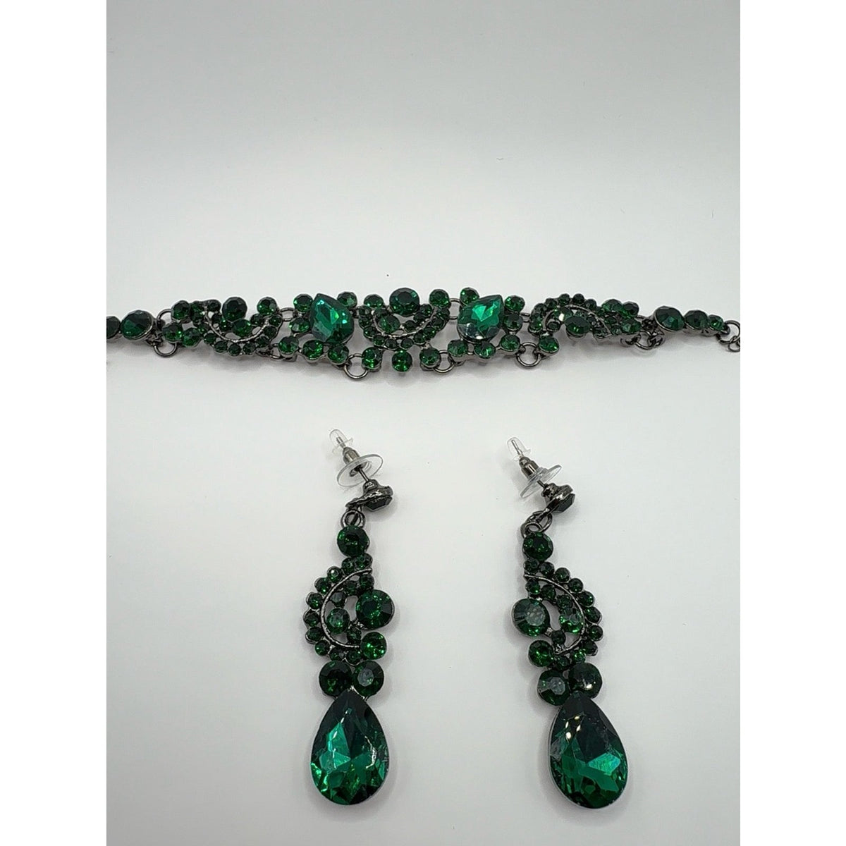 Emerald Green Rhinestone Crystal Jewelry Set