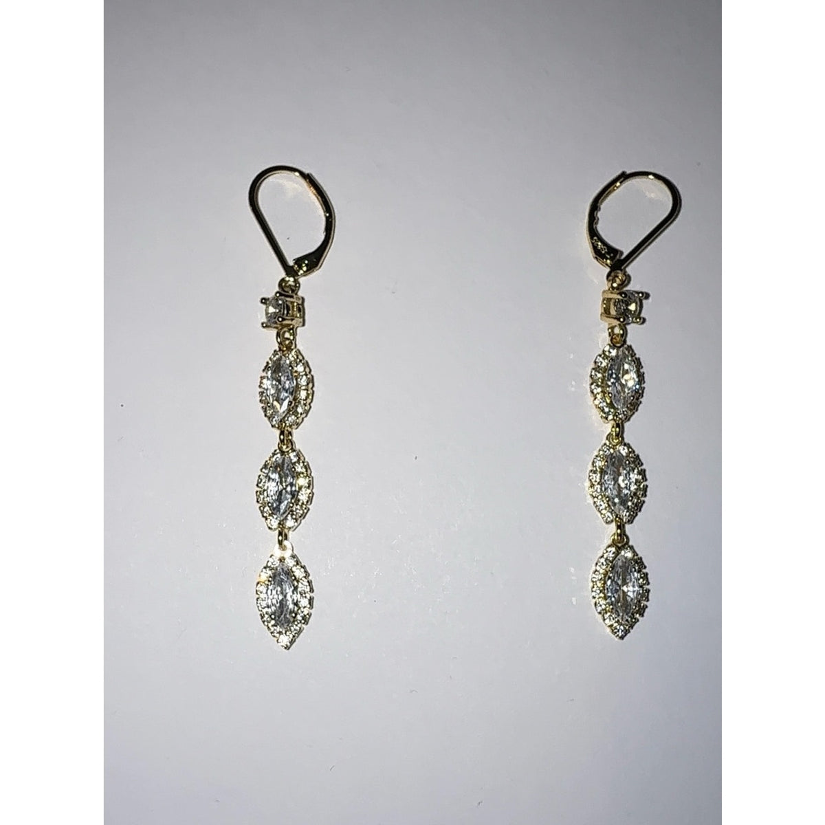 925 Sterling Silver Cubic Zirconia Dangle Earrings 14K Gold Plated