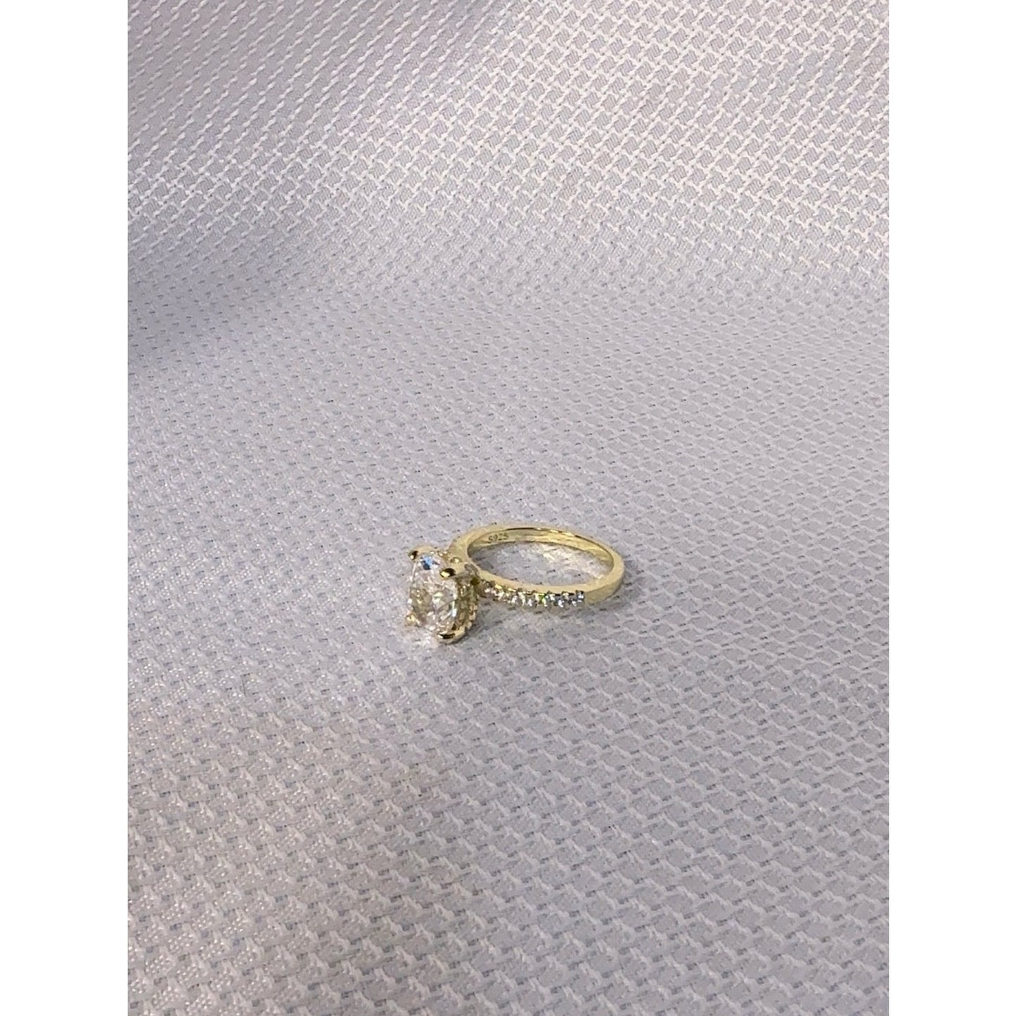 925 Sterling Silver 14Gold Plated Solitaire Halo Engagement CZ Ring -Jewelry-7