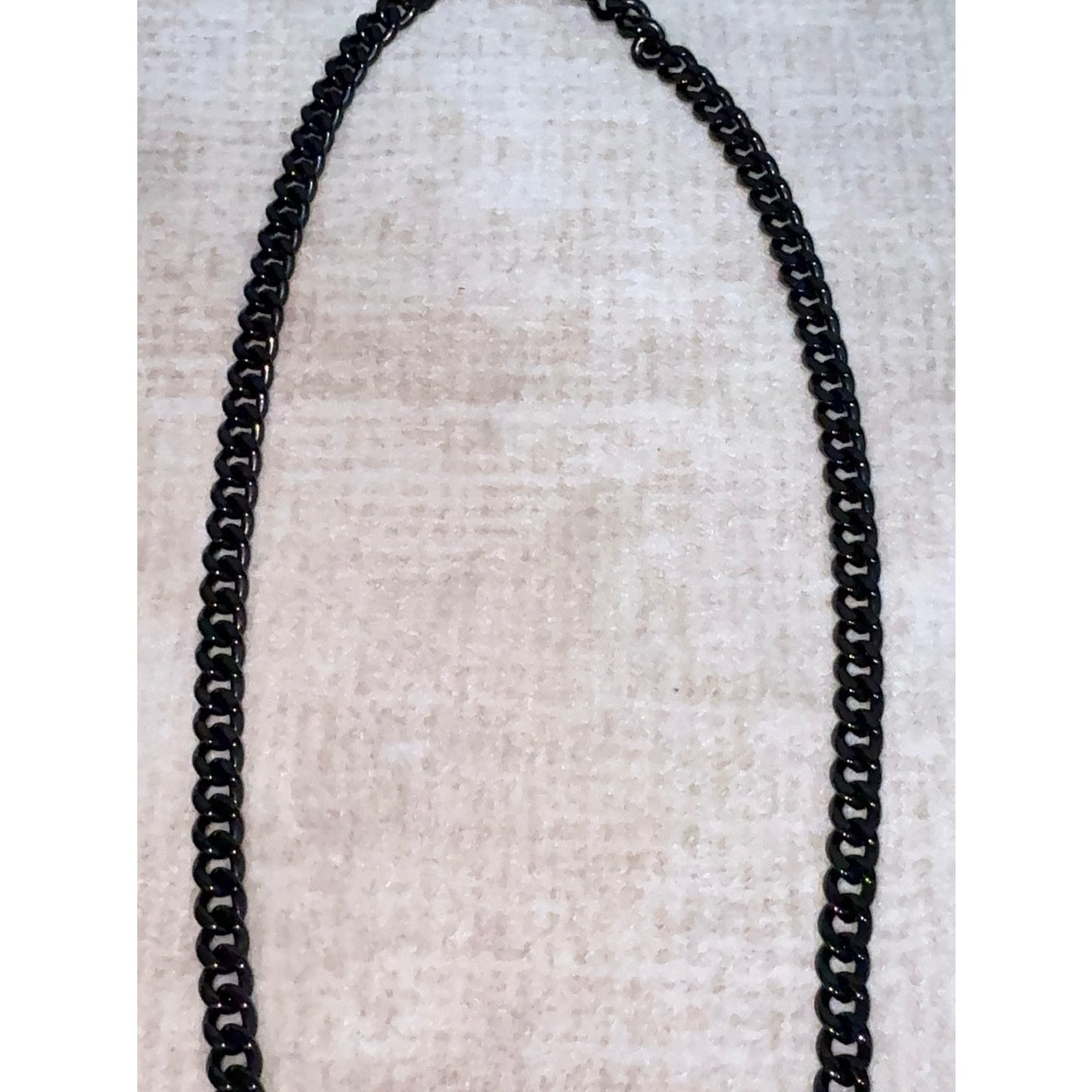 Men's Black Stainless Steel Cuban Link Curb Chain Necklace - 7mm / 22"