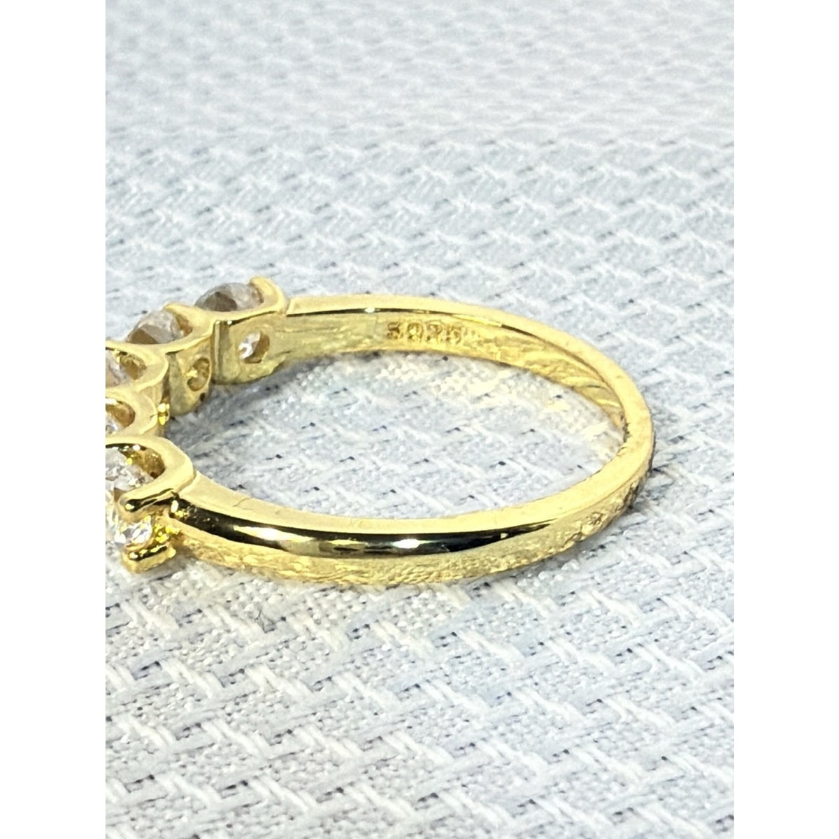 14K Yellow Gold Plated 925 Sterling Silver Stone Eternity Band Ring 7.5