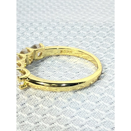 14K Yellow Gold Plated 925 Sterling Silver Stone Eternity Band Ring 7.5