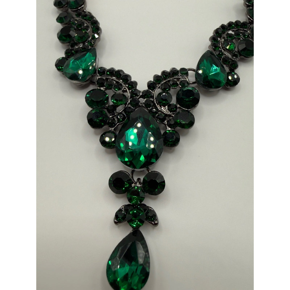 Emerald Green Rhinestone Crystal Jewelry Set