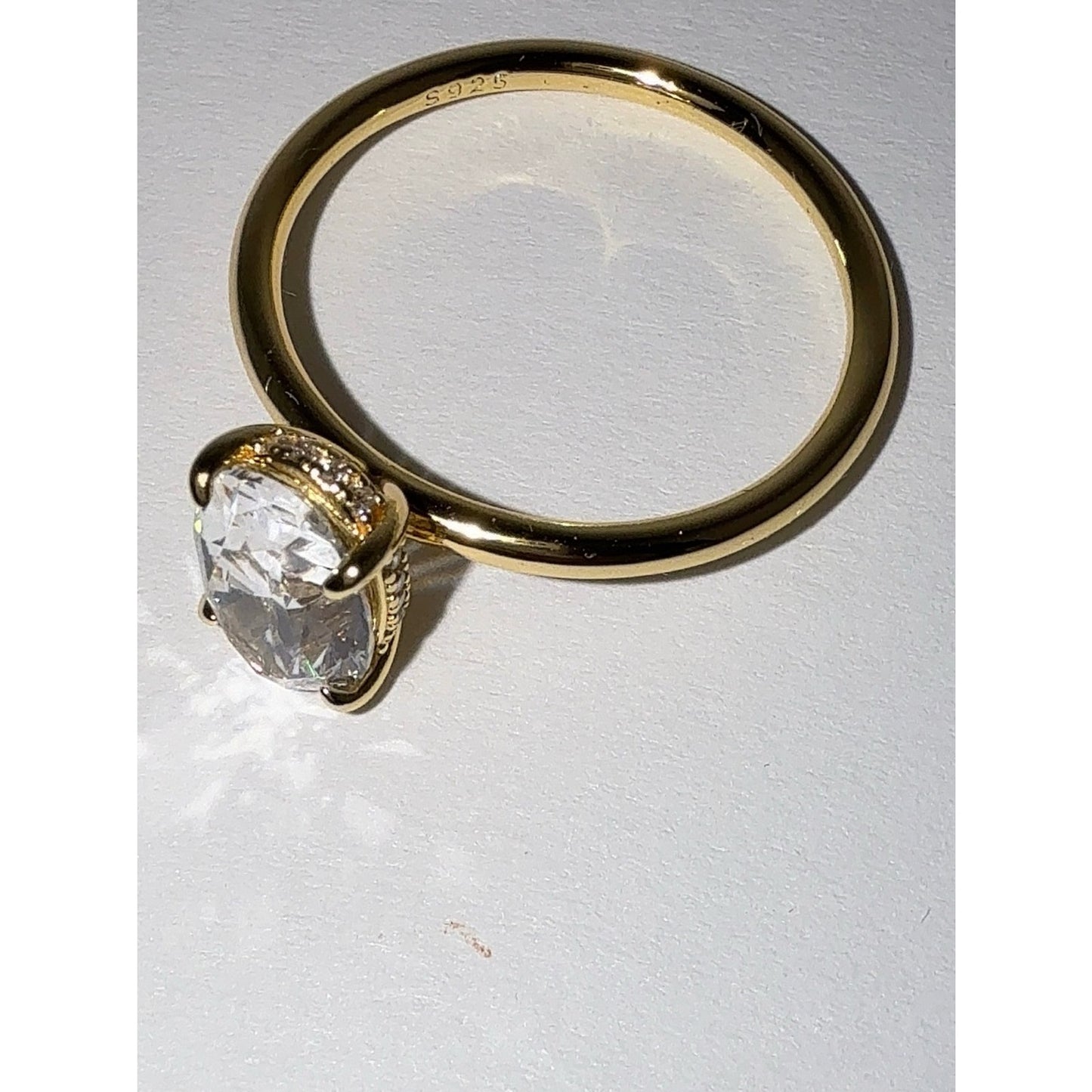 3 CT Oval CZ Hidden Halo Ring S925 Gold Plated Size 10