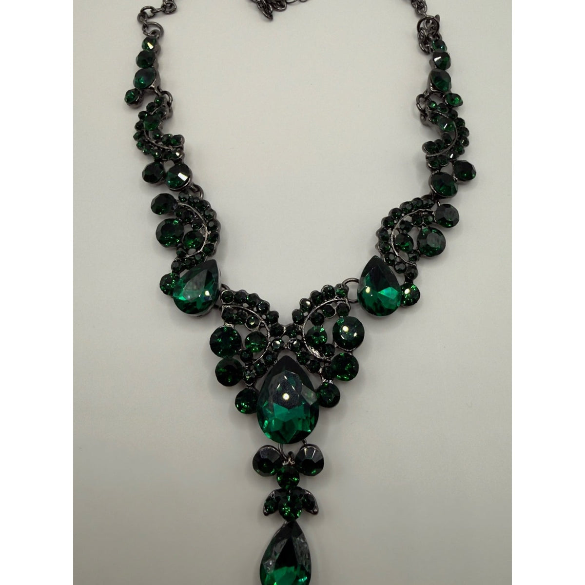 Emerald Green Rhinestone Crystal Jewelry Set