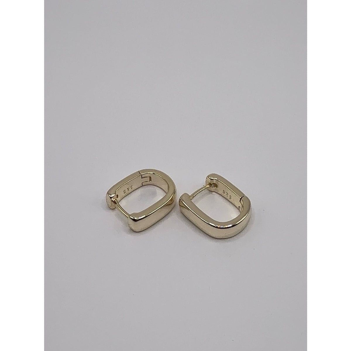 925 Sterling Silver Gold Plated Geometric Square Huggie Hoop Earrings