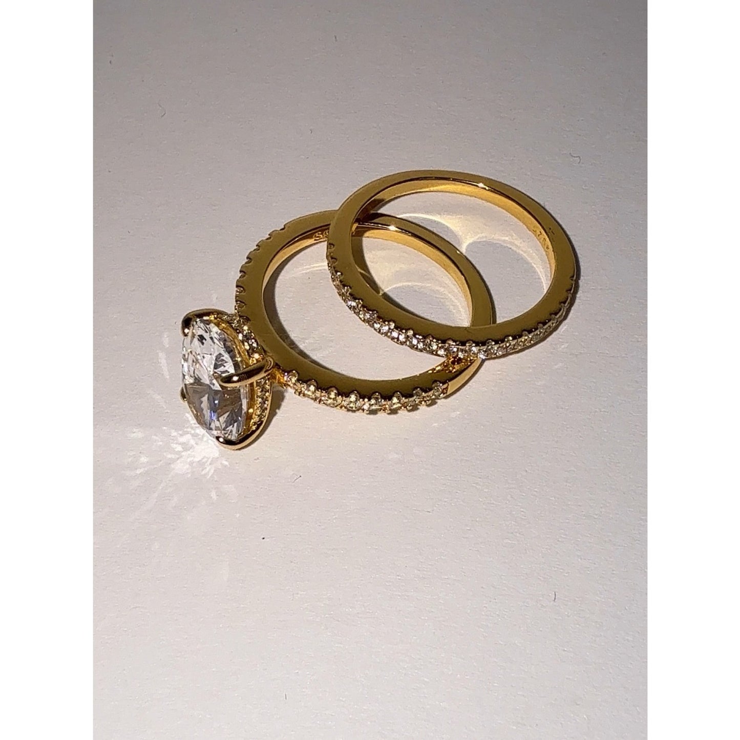 3.5ct Oval CZ Gold Vermeil Wedding Set Size 6.5