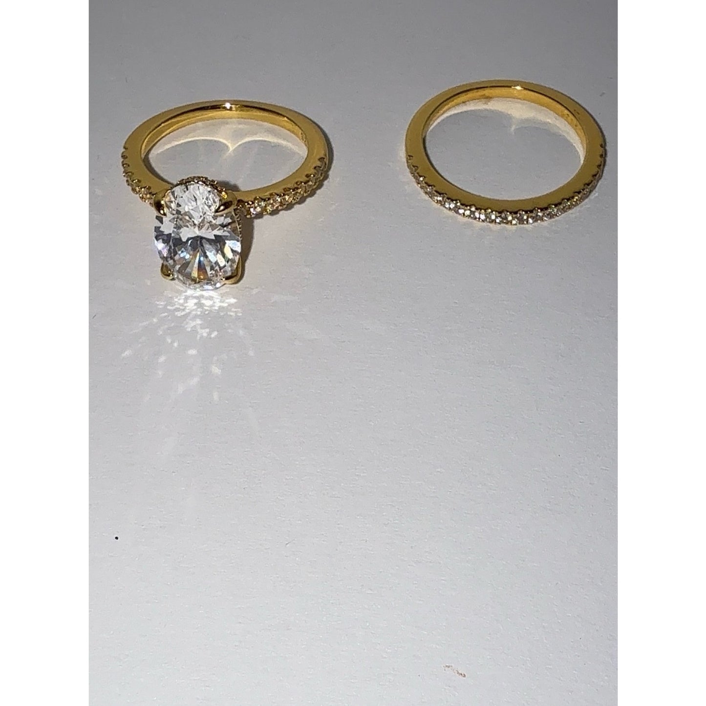 3.5ct Oval CZ Gold Vermeil Wedding Set Size 6.5