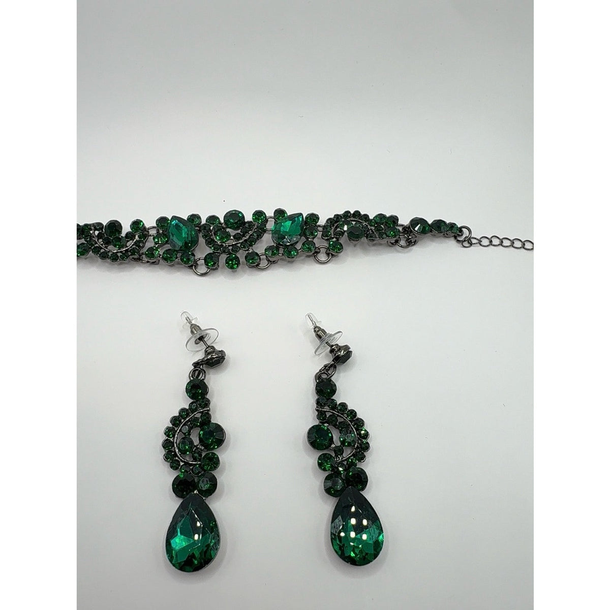 Emerald Green Rhinestone Crystal Jewelry Set