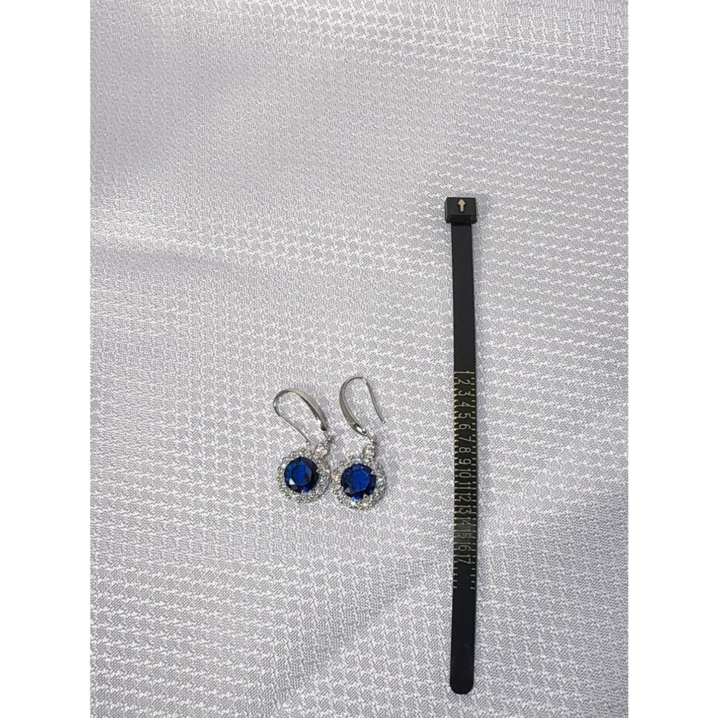 925 Sterling Silver Royal Blue Sapphire CZ Halo Dangle Earrings