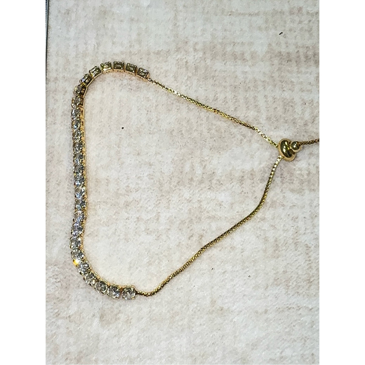 18K Gold Plated Cubic Zirconia Tennis Slider Bracelet Adjustable Chain Pull