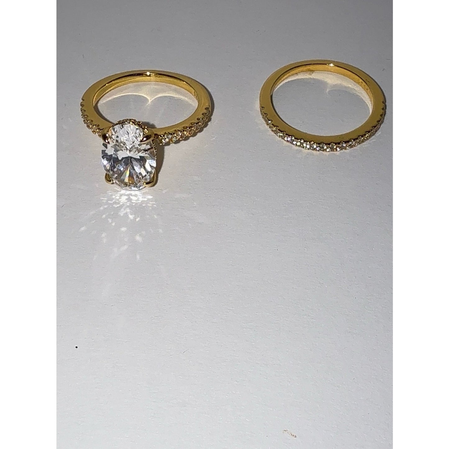 3.5ct Oval CZ Gold Vermeil Wedding Set Size 6.5