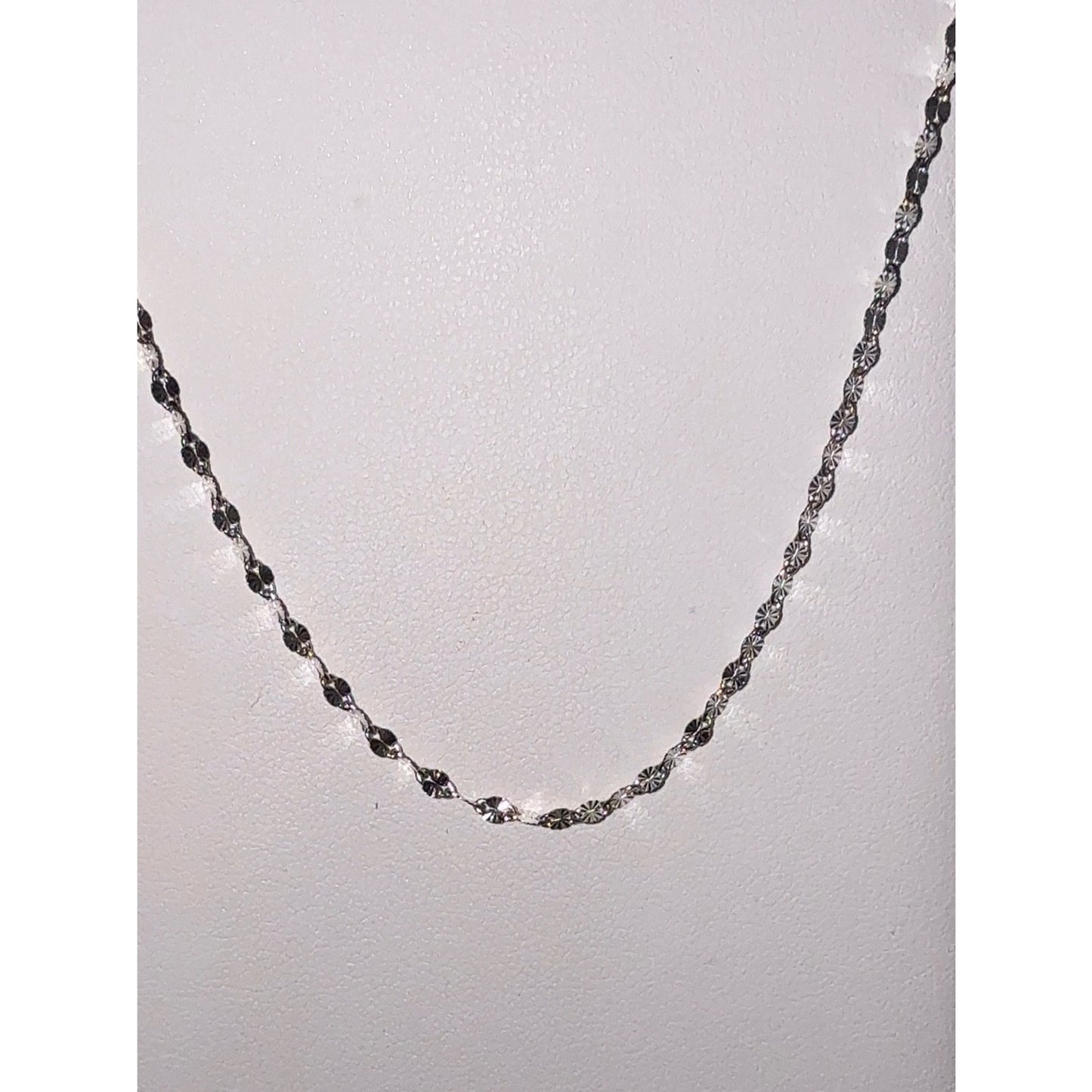 925 Sterling Silver Diamond Cut Sparkle Chain Necklace 16"