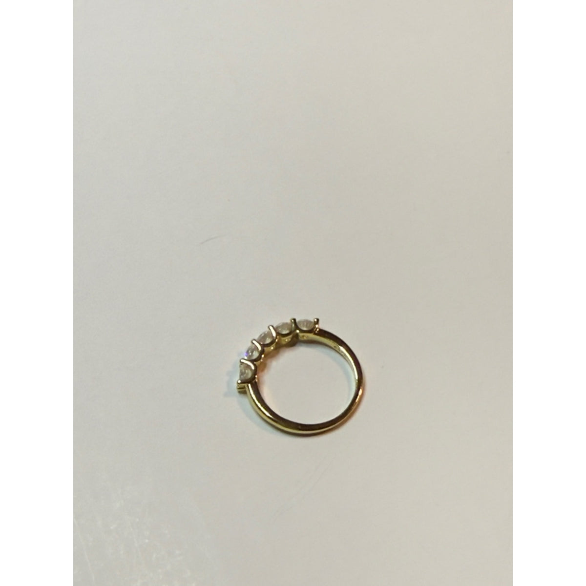 14K Yellow Gold Plated 925 Sterling Silver Stone Eternity Band Ring 7.5