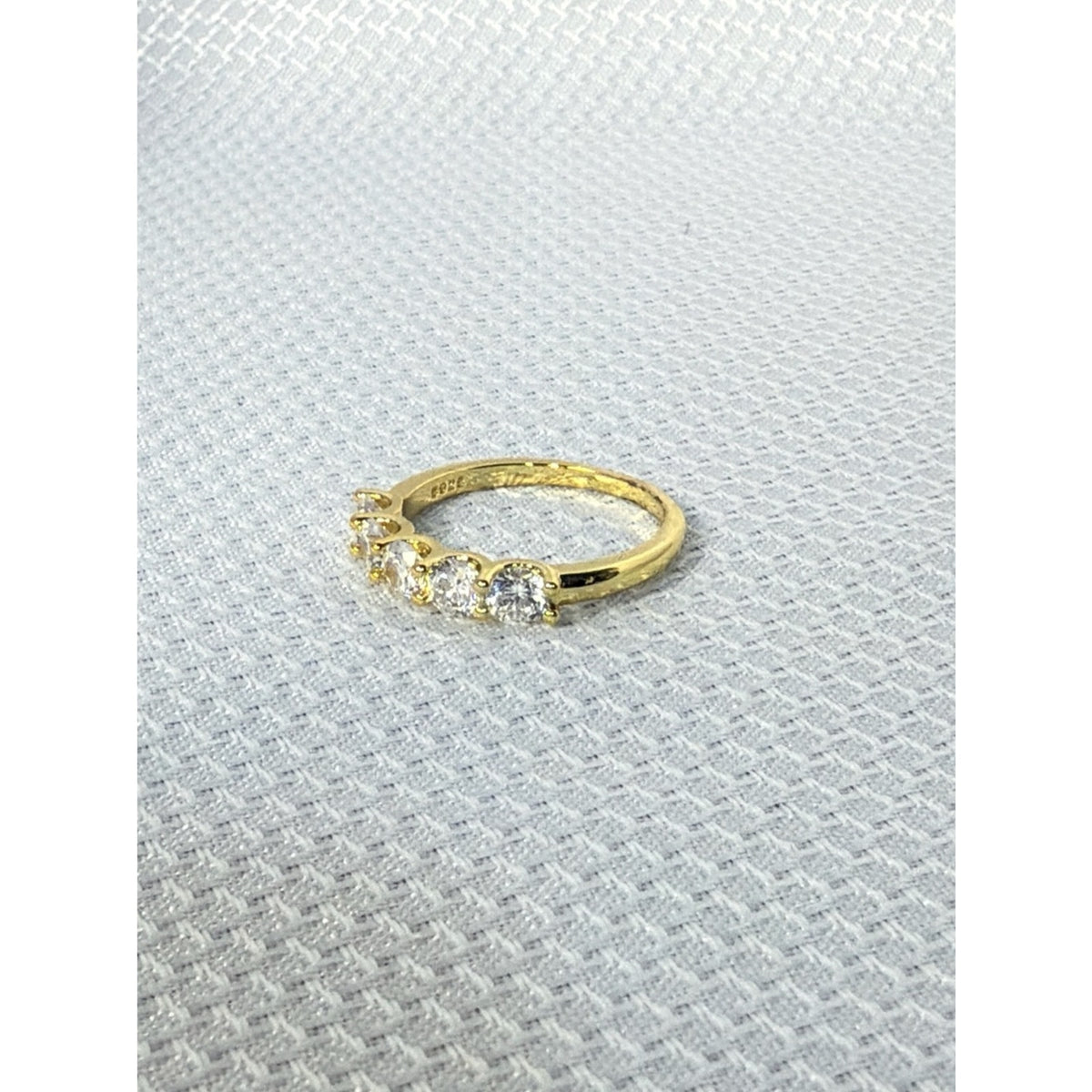 14K Yellow Gold Plated 925 Sterling Silver Stone Eternity Band Ring 7.5