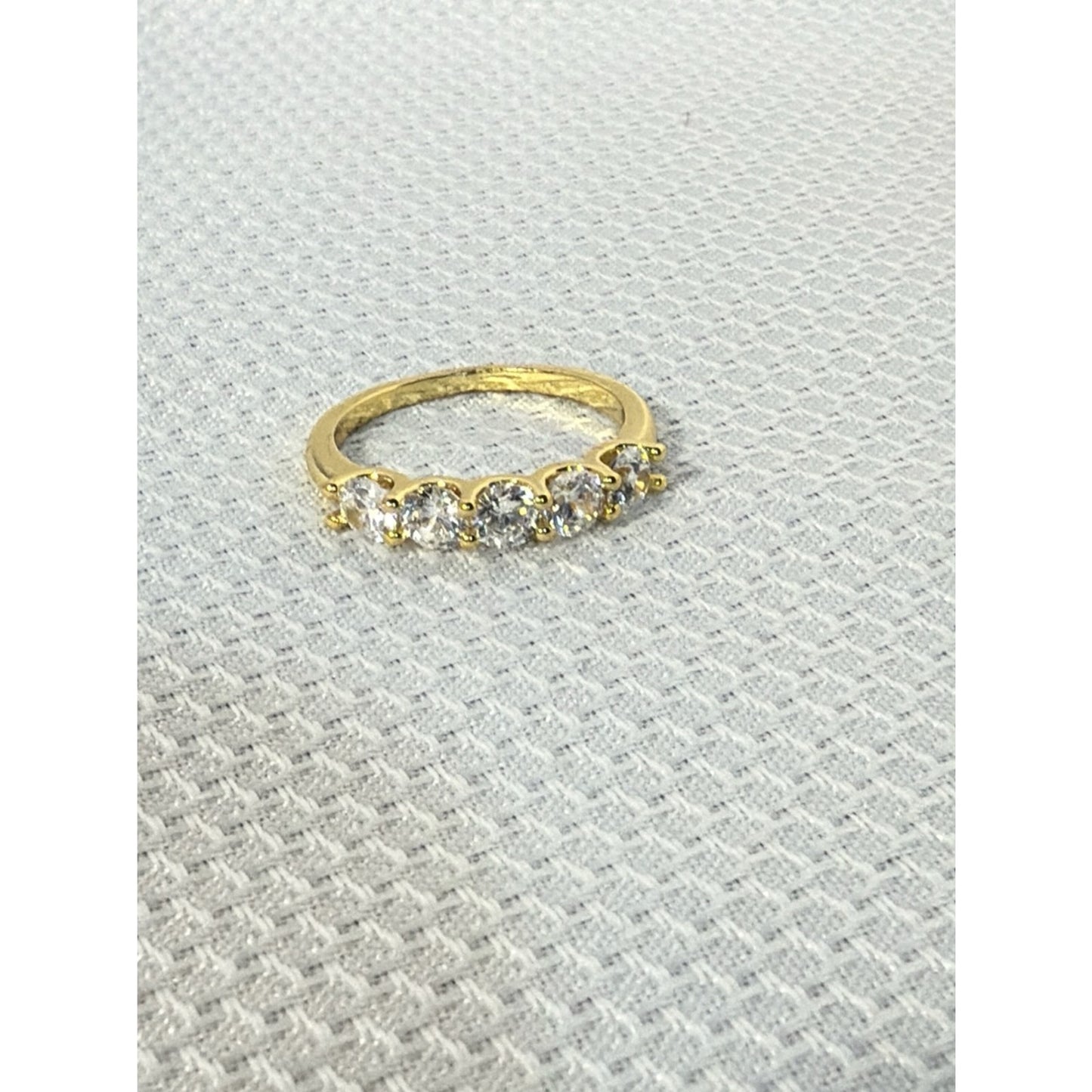14K Yellow Gold Plated 925 Sterling Silver Stone Eternity Band Ring 7.5