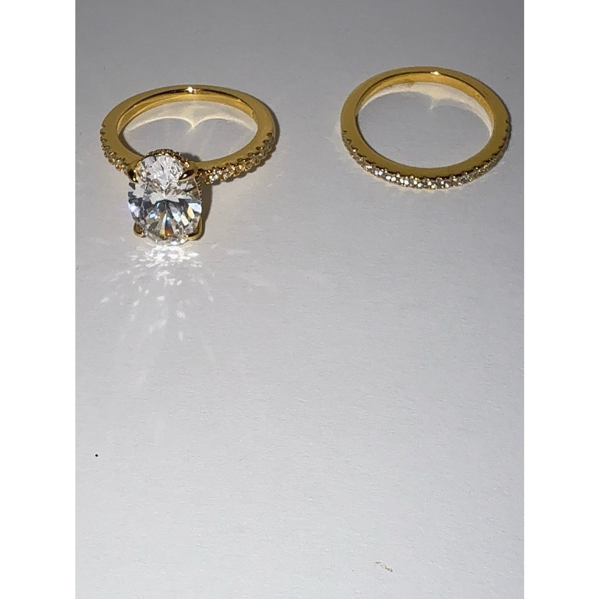 3.5ct Oval CZ Gold Vermeil Wedding Set Size 6.5