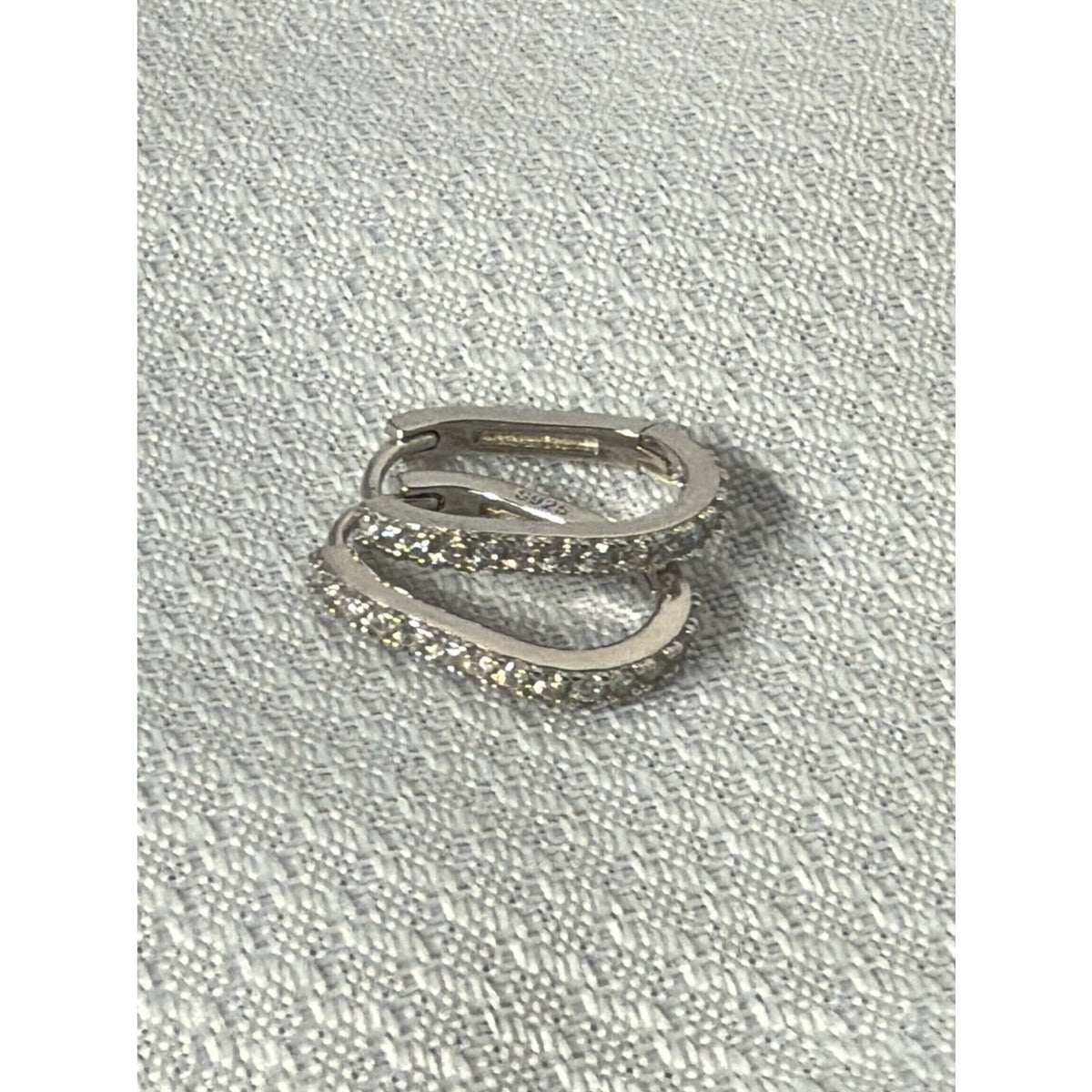 925 Sterling Silver Cubic Zirconia Oval Huggie Earrings Oval Hoops Pavé Mini