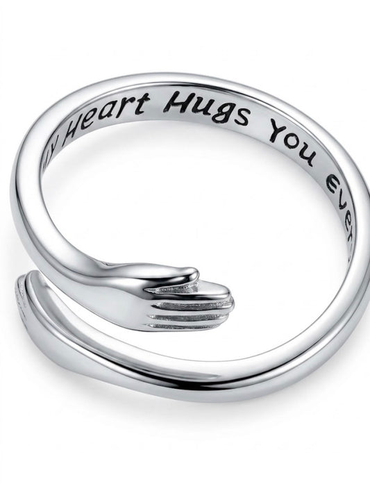 925 Sterling Silver Hug Adjustable Ring