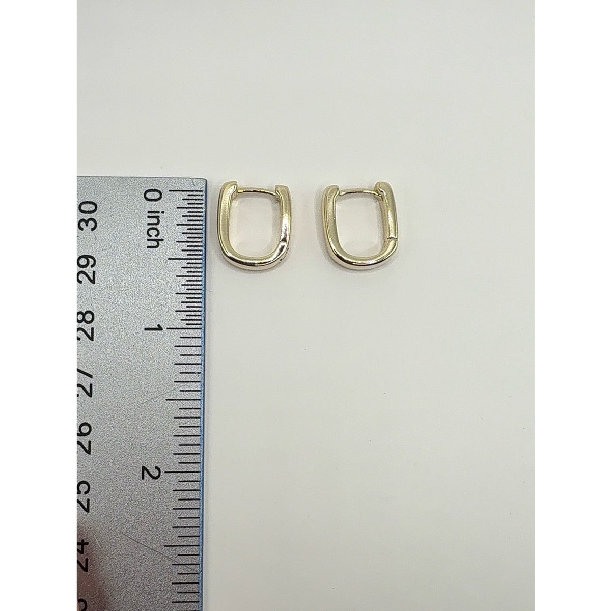 925 Sterling Silver Gold Plated Geometric Square Huggie Hoop Earrings