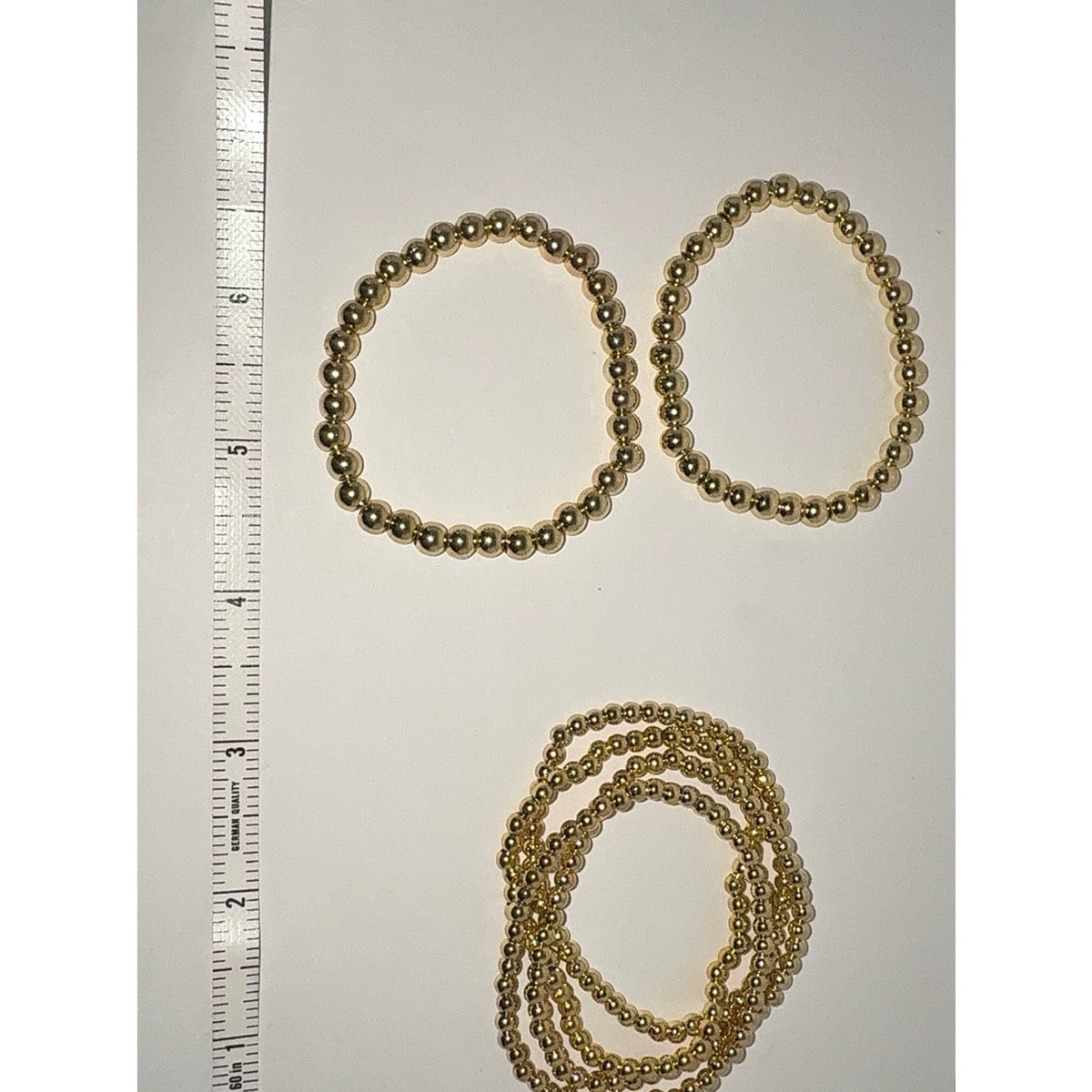 14K Gold Plated Beaded Stretch Bracelet Set