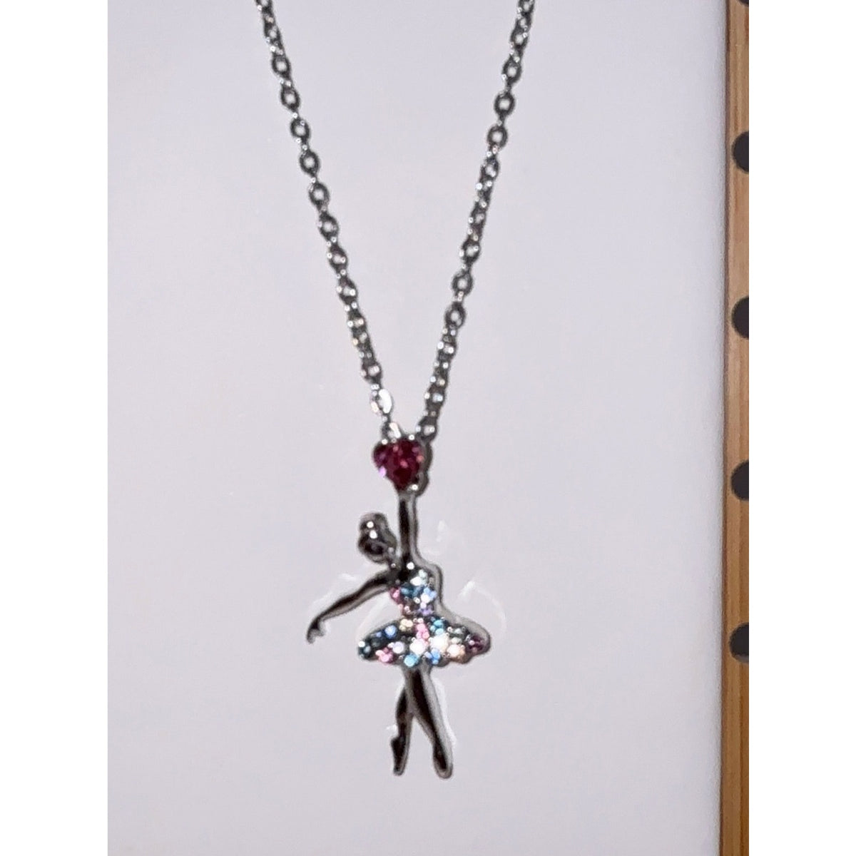 Colorful Crystal Ballerina Dancer Pendant Necklace Silver Chain