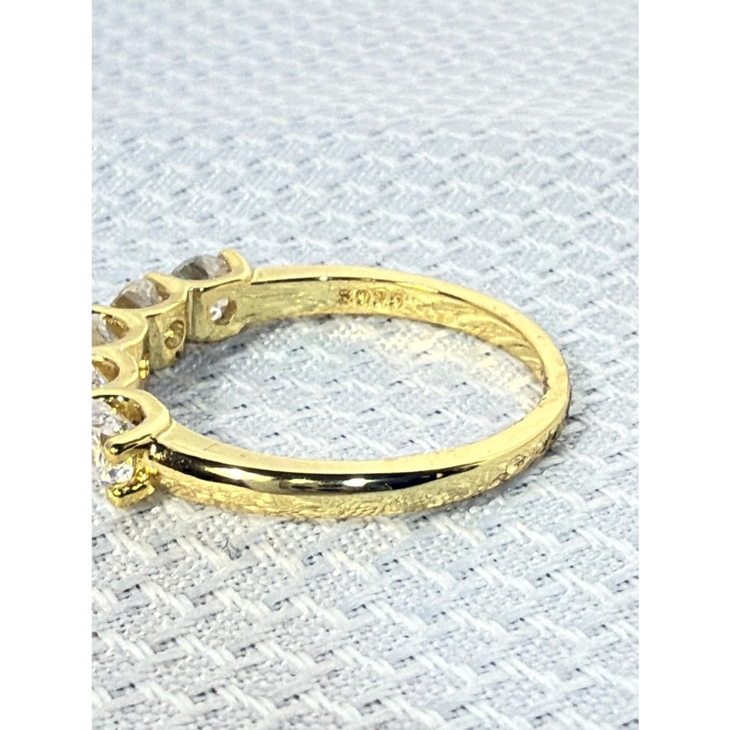 14K Yellow Gold Plated 925 Sterling Silver Stone Eternity Band Ring 7.5
