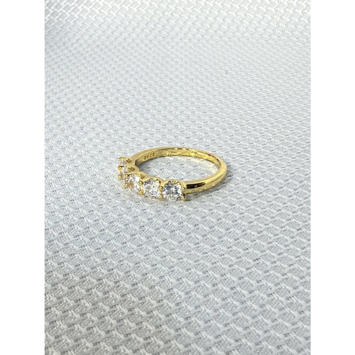 14K Yellow Gold Plated 925 Sterling Silver Stone Eternity Band Ring 7.5