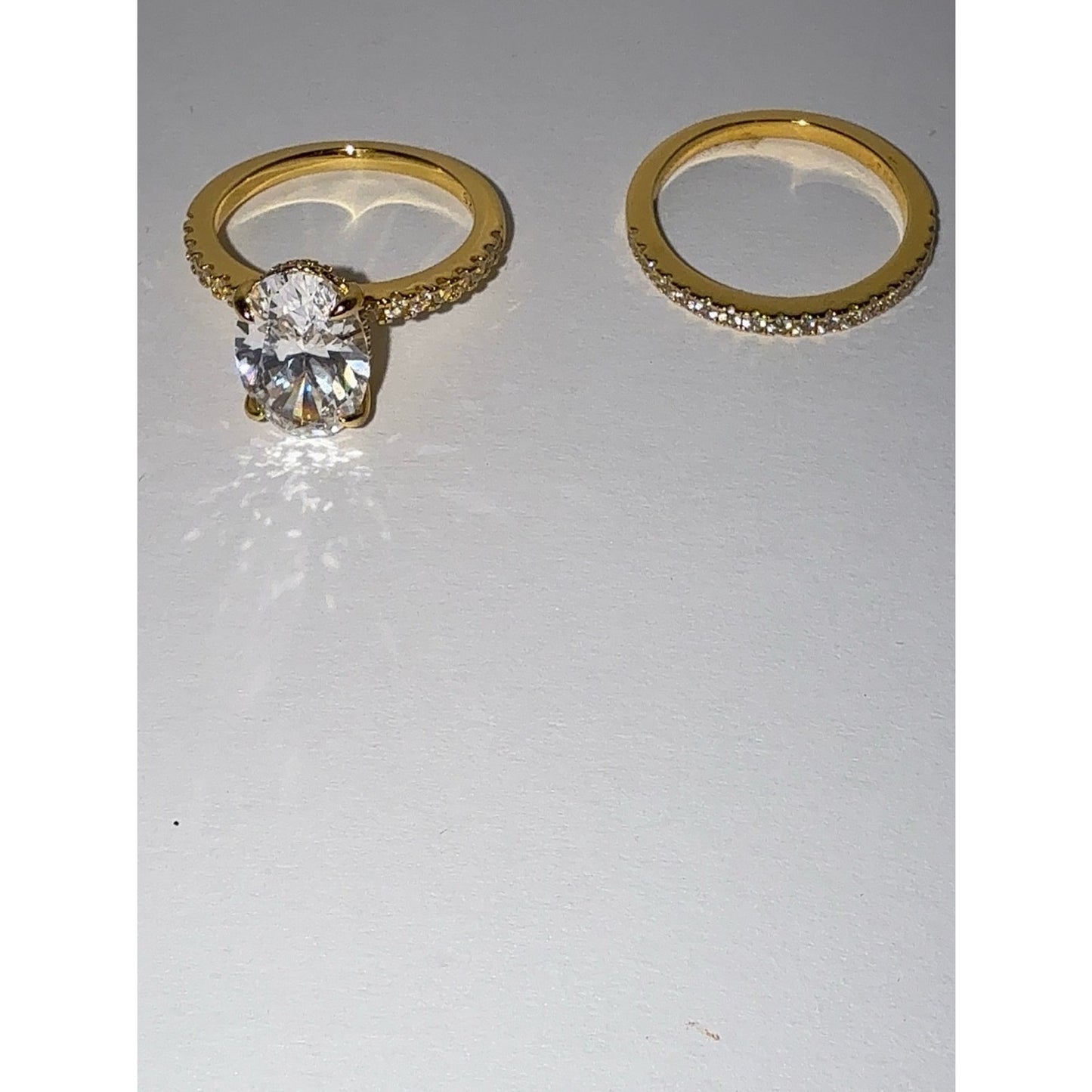 3.5ct Oval CZ Gold Vermeil Wedding Set Size 6.5