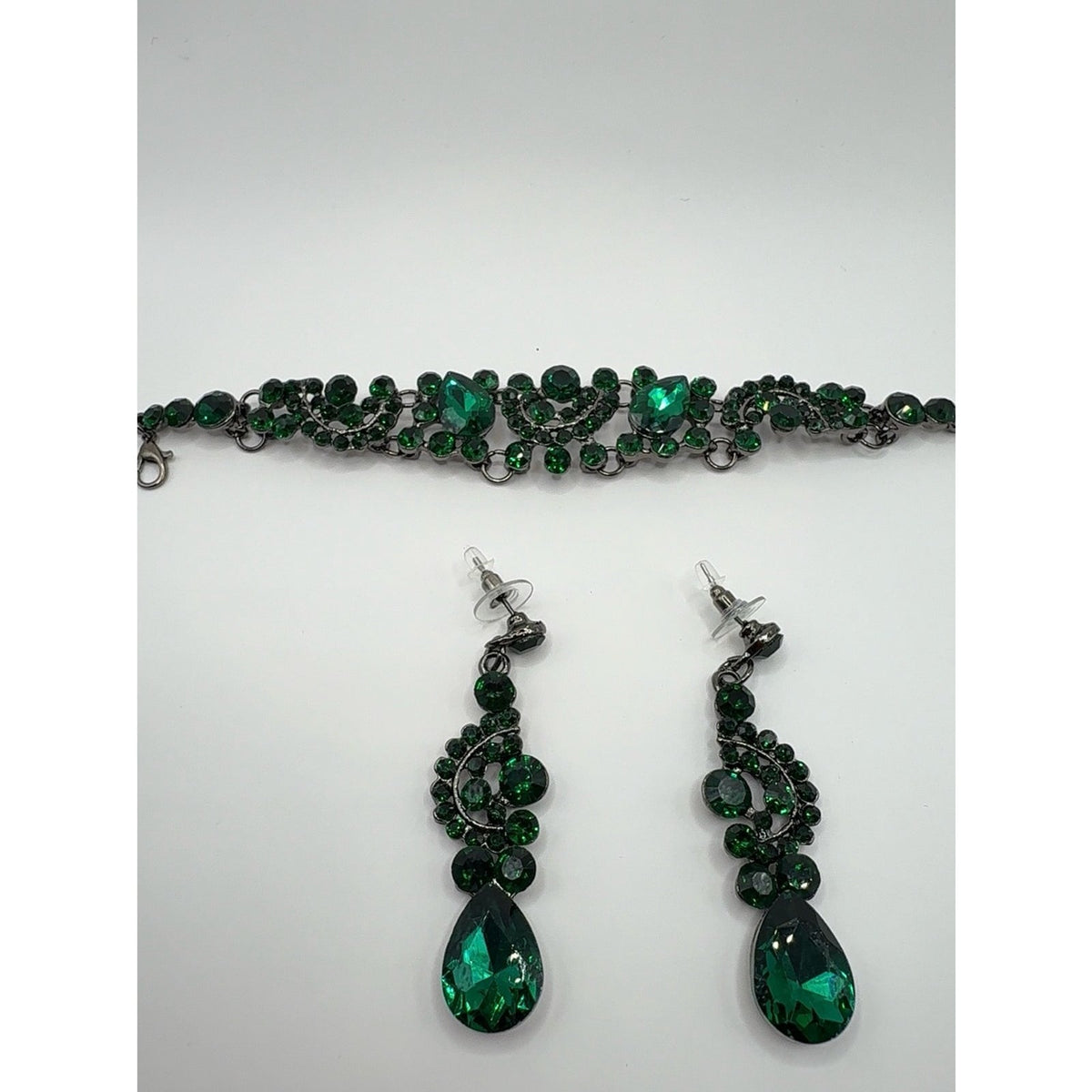 Emerald Green Rhinestone Crystal Jewelry Set