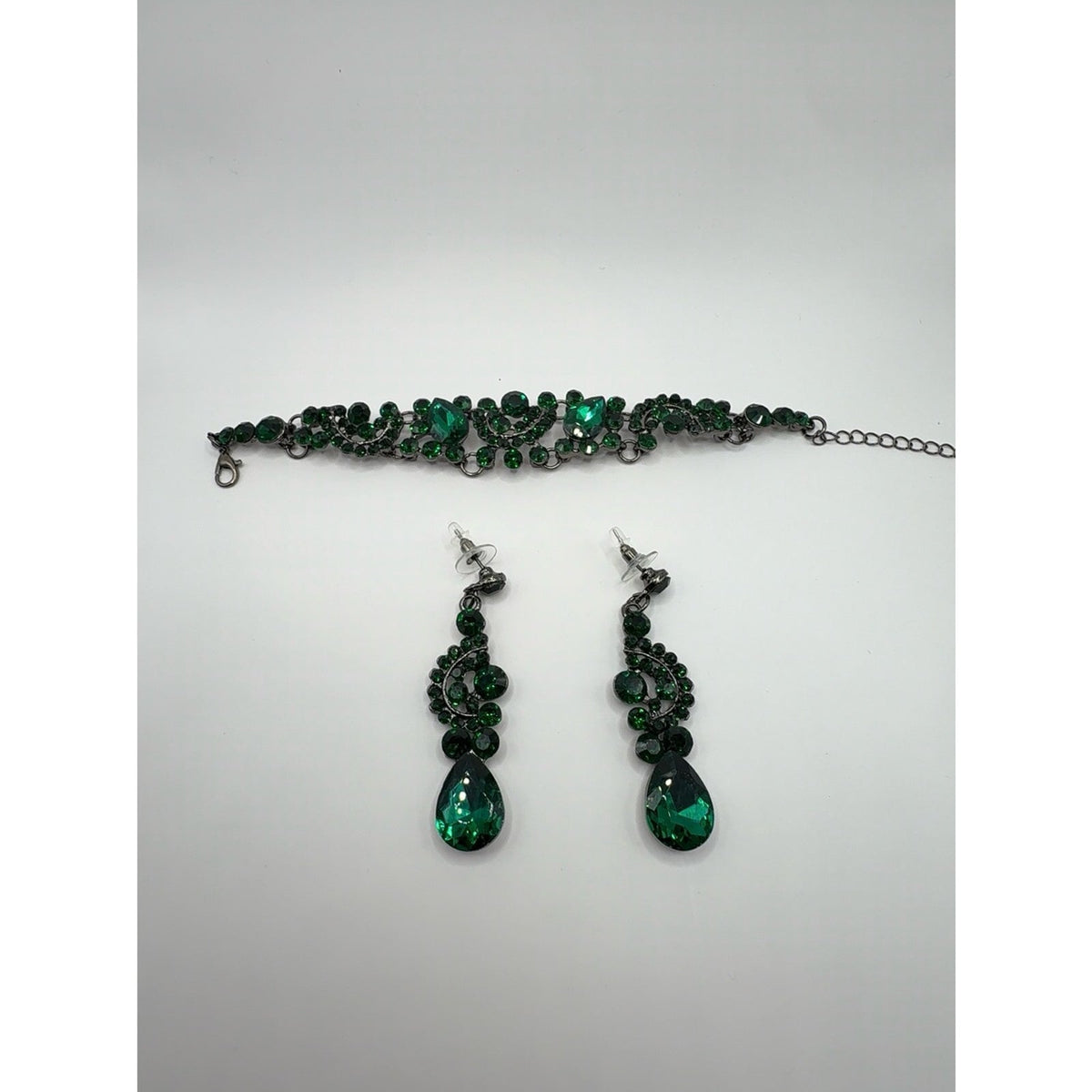 Emerald Green Rhinestone Crystal Jewelry Set