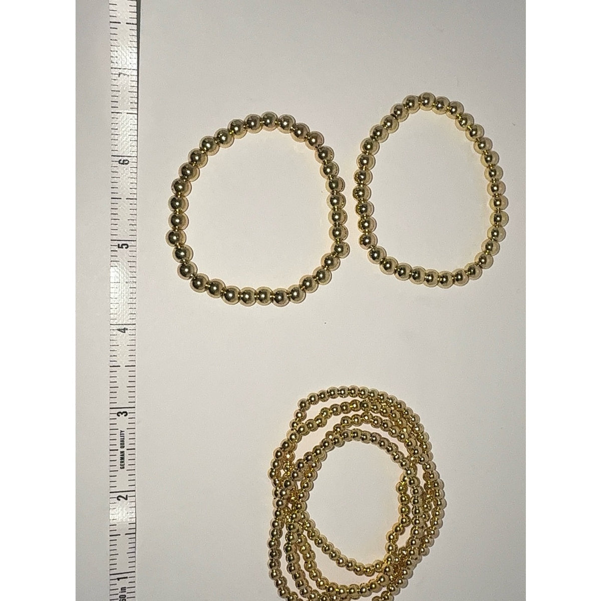 14K Gold Plated Beaded Stretch Bracelet Set