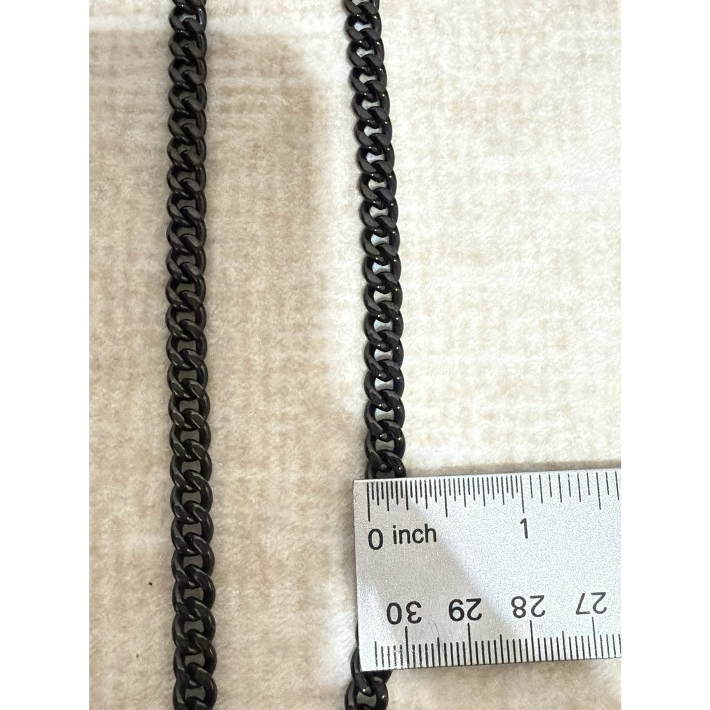 Men's Black Stainless Steel Cuban Link Curb Chain Necklace - 7mm / 22"