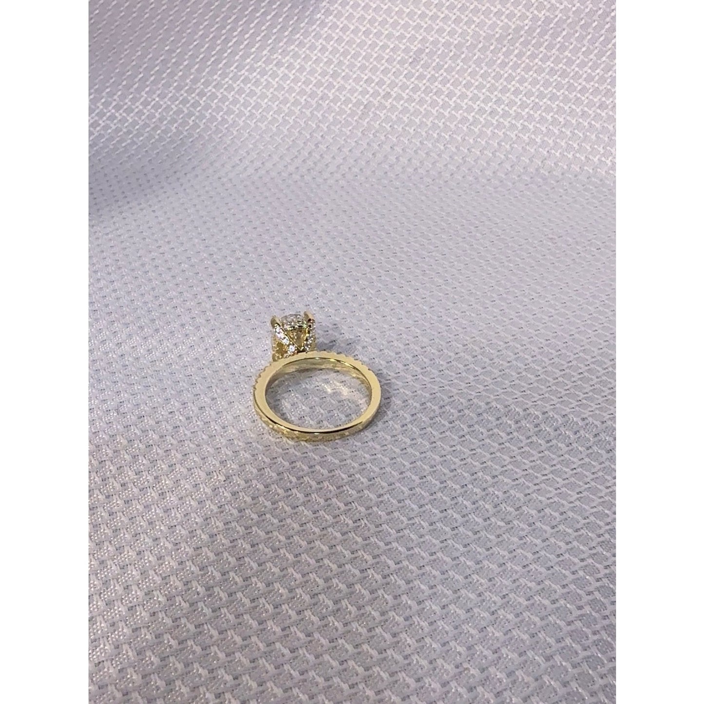 925 Sterling Silver 14Gold Plated Solitaire Halo Engagement CZ Ring -Jewelry-7