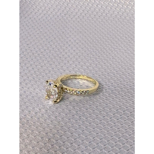925 Sterling Silver 14Gold Plated Solitaire Halo Engagement CZ Ring -Jewelry-7