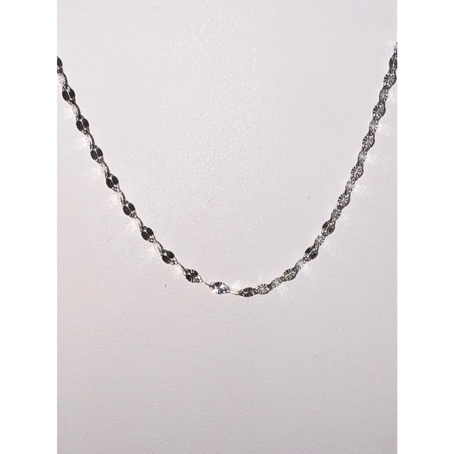 925 Sterling Silver Diamond Cut Sparkle Chain Necklace 16"