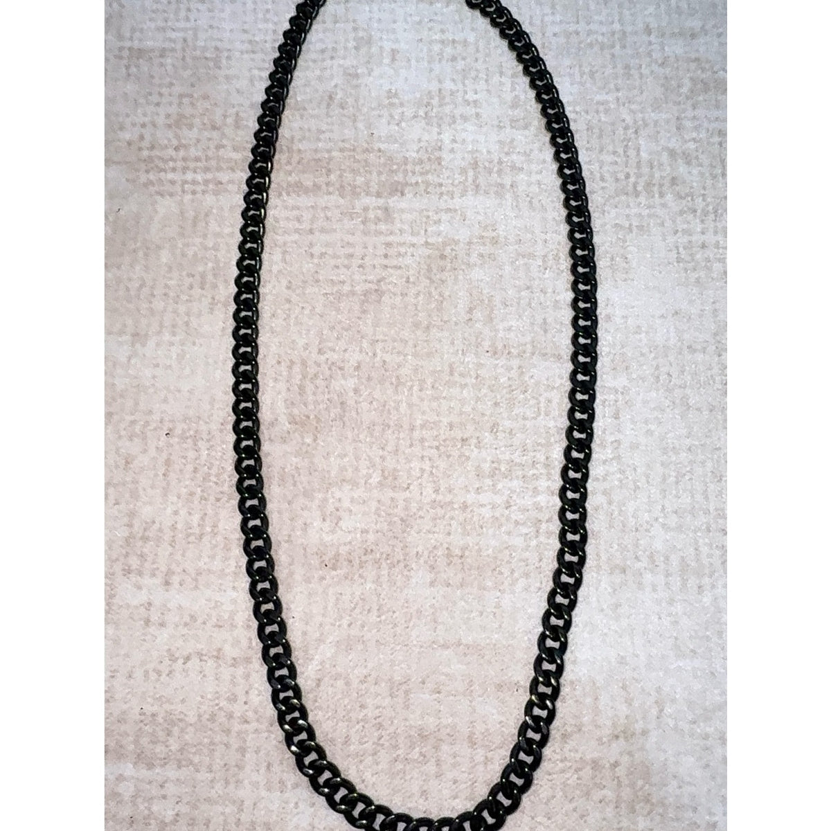 Men's Black Stainless Steel Cuban Link Curb Chain Necklace - 7mm / 22"
