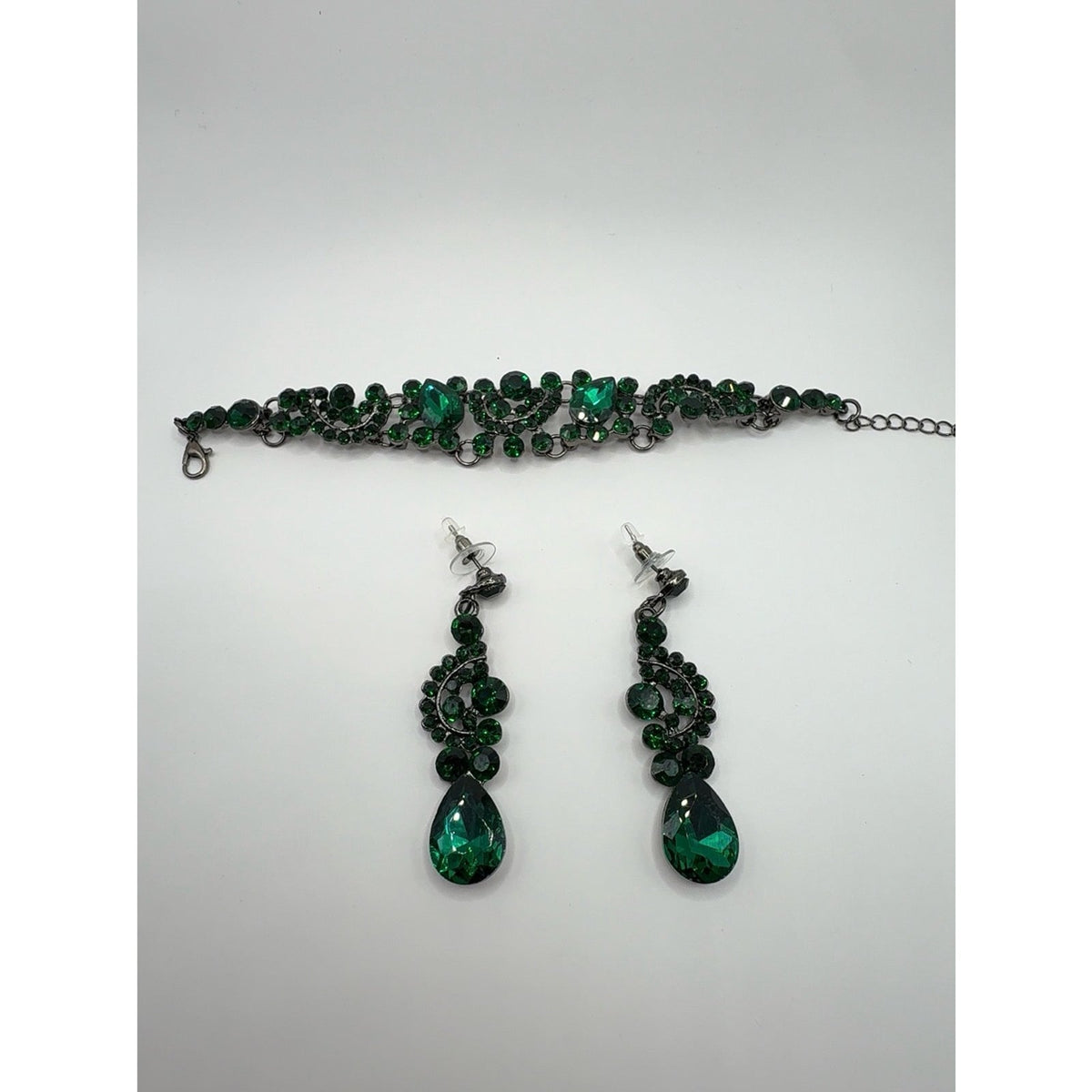 Emerald Green Rhinestone Crystal Jewelry Set