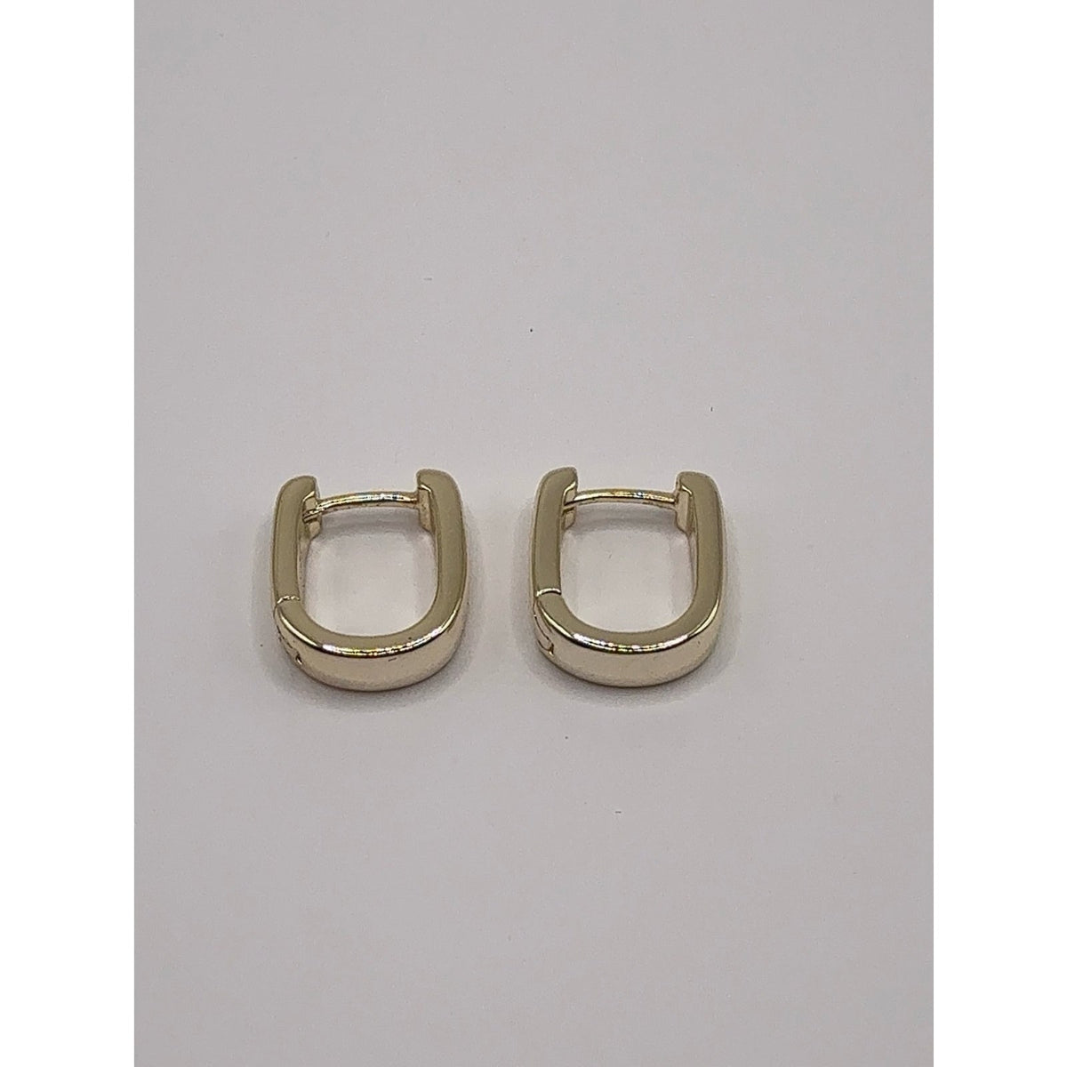 925 Sterling Silver Gold Plated Geometric Square Huggie Hoop Earrings