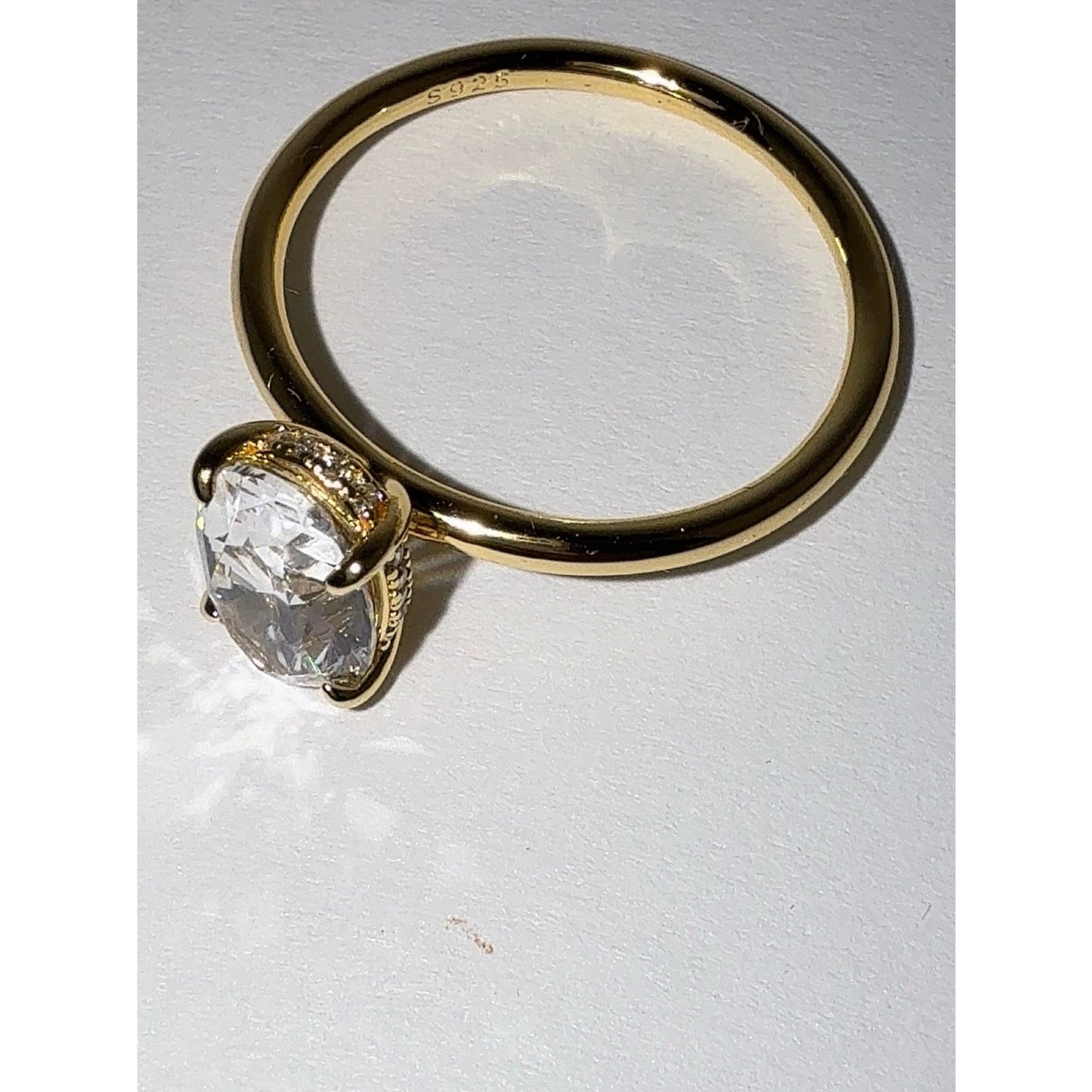 3 CT Oval CZ Hidden Halo Ring S925 Gold Plated Size 10
