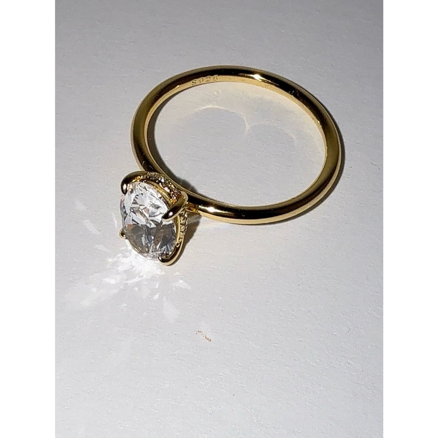 3 CT Oval CZ Hidden Halo Ring S925 Gold Plated Size 10