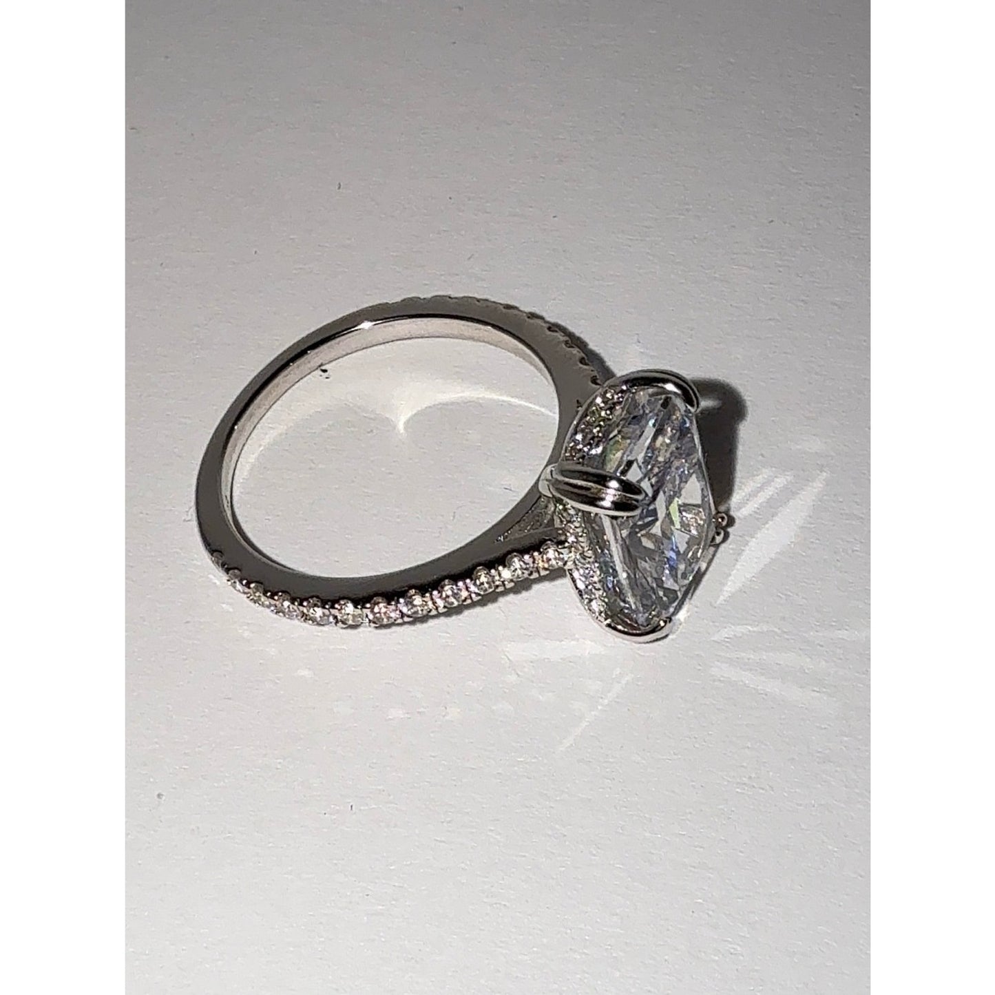 925 Sterling Silver 4.5CT Radiant Cut Cubic Zirconia Ring Sz 7.5