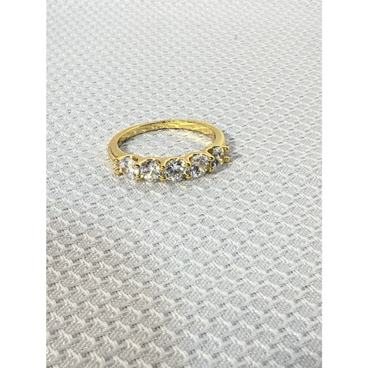 14K Yellow Gold Plated 925 Sterling Silver Stone Eternity Band Ring 7.5