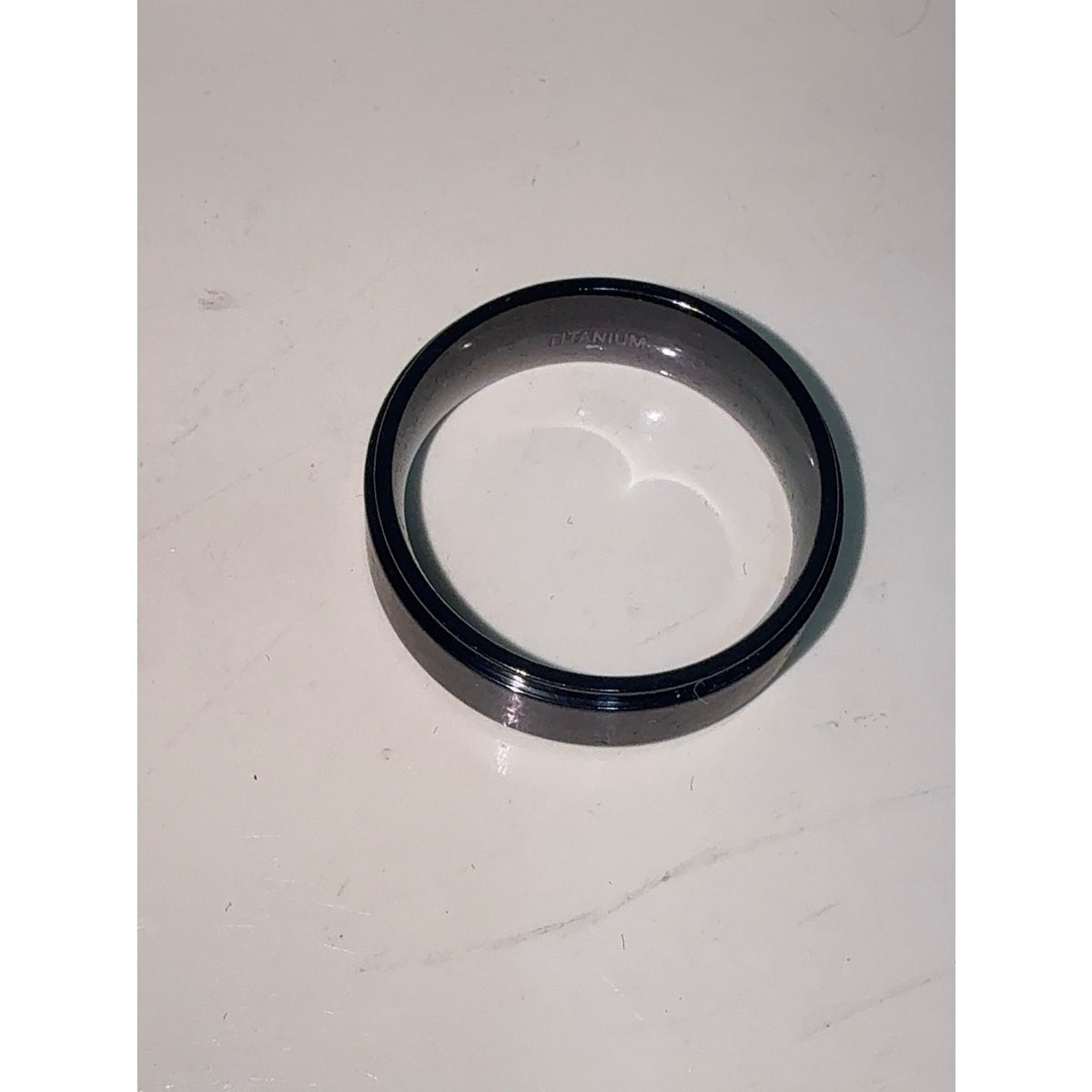 8mm Black Titanium Ring-Gold Plated Inner Band Classic Beveled Edge Wedding Ring