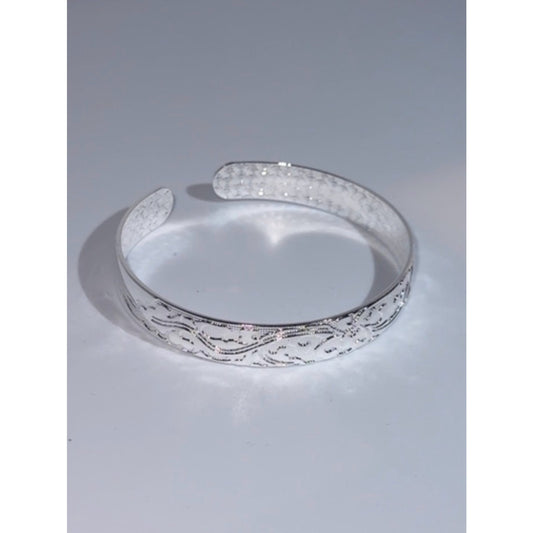 925 Sterling Silver Plated Engraved Open Cuff Bracelet