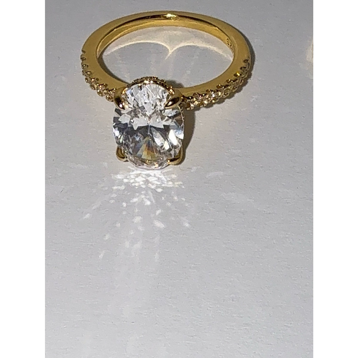3.5ct Oval CZ Gold Vermeil Wedding Set Size 6.5