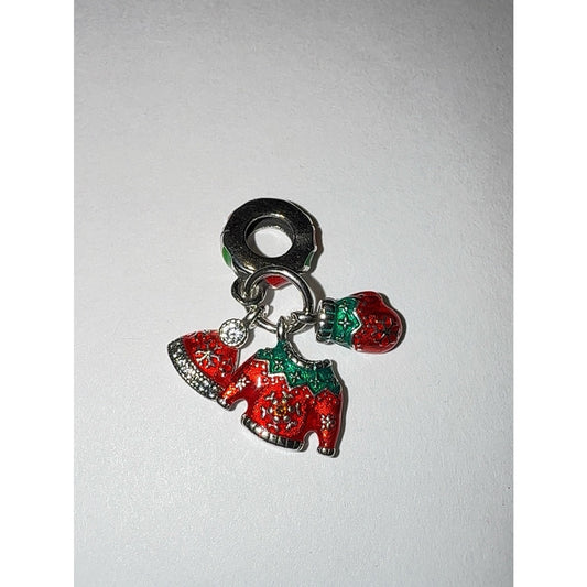 925 Sterling Silver Christmas  Sweater Beanie Glove Dangle Charm