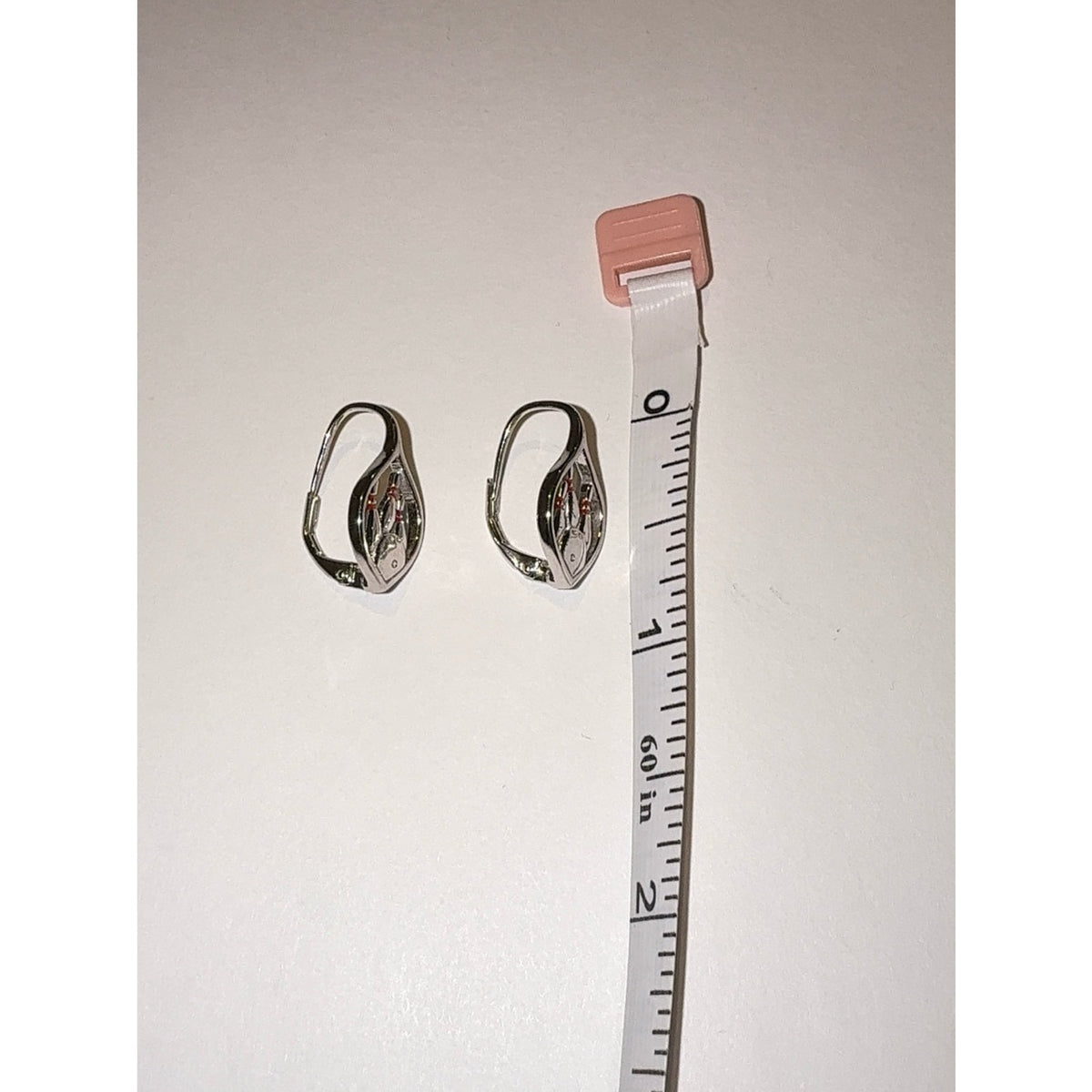 925 Sterling Silver Bowling Pin and Ball Earrings Huggies with Zirconia